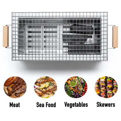 The Bincho Grill MG-168 Mini Yakitori Grill – Japanese Style Tabletop Charcoal Hibachi BBQ – Small Binchotan Grill for Authentic Japanese Grilling – Portable and Durable