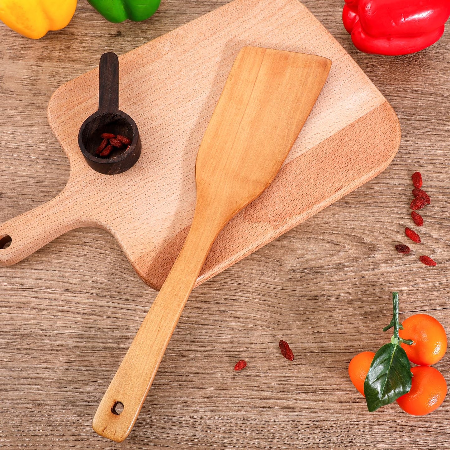 Wooden Spatula Fish Spatula Egg Wood Flipper Turner Non Stick Wood Cooking Kitchen Utensil Flat Wooden Kitchen Wok Spatul for Mixing Frying Fish Egg Cooking Wok