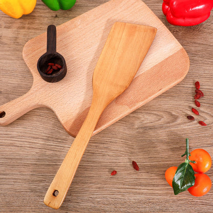 Wooden Spatula Fish Spatula Egg Wood Flipper Turner Non Stick Wood Cooking Kitchen Utensil Flat Wooden Kitchen Wok Spatul for Mixing Frying Fish Egg Cooking Wok