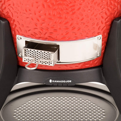 Kamado Joe® Classic Joe™ Series III 18-inch Charcoal Grill & Smoker, Red, with Cart, Side Shelves, Grill Gripper, and Ash Tool, 3 Tier Cooking System, Stainless Steel Cooking Grates, Model KJ23RHCI-A