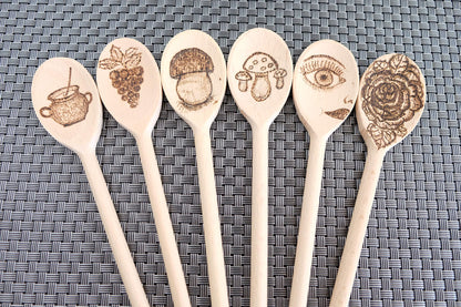 BICB Mini 8-Inch Long Wooden Spoons, Oval Wood Mixing Spoons for Baking, Stirring -Sauce Spoons Made of Natural Beechwood - Set of 6 mini wooden spoons