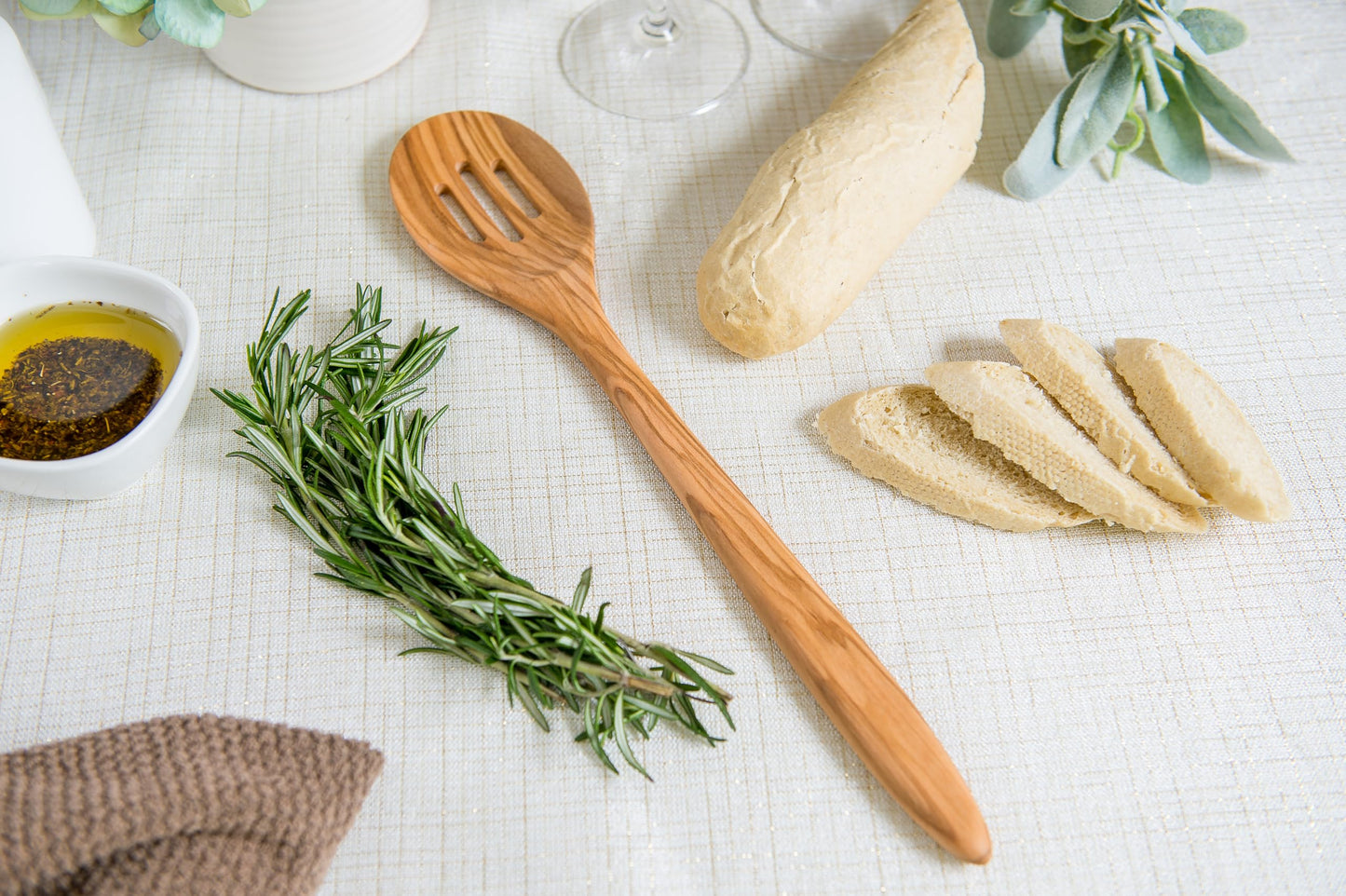 Lipper International Olive Wood Slotted Spoon for Cooking, Mixing, and Serving, 14" Long