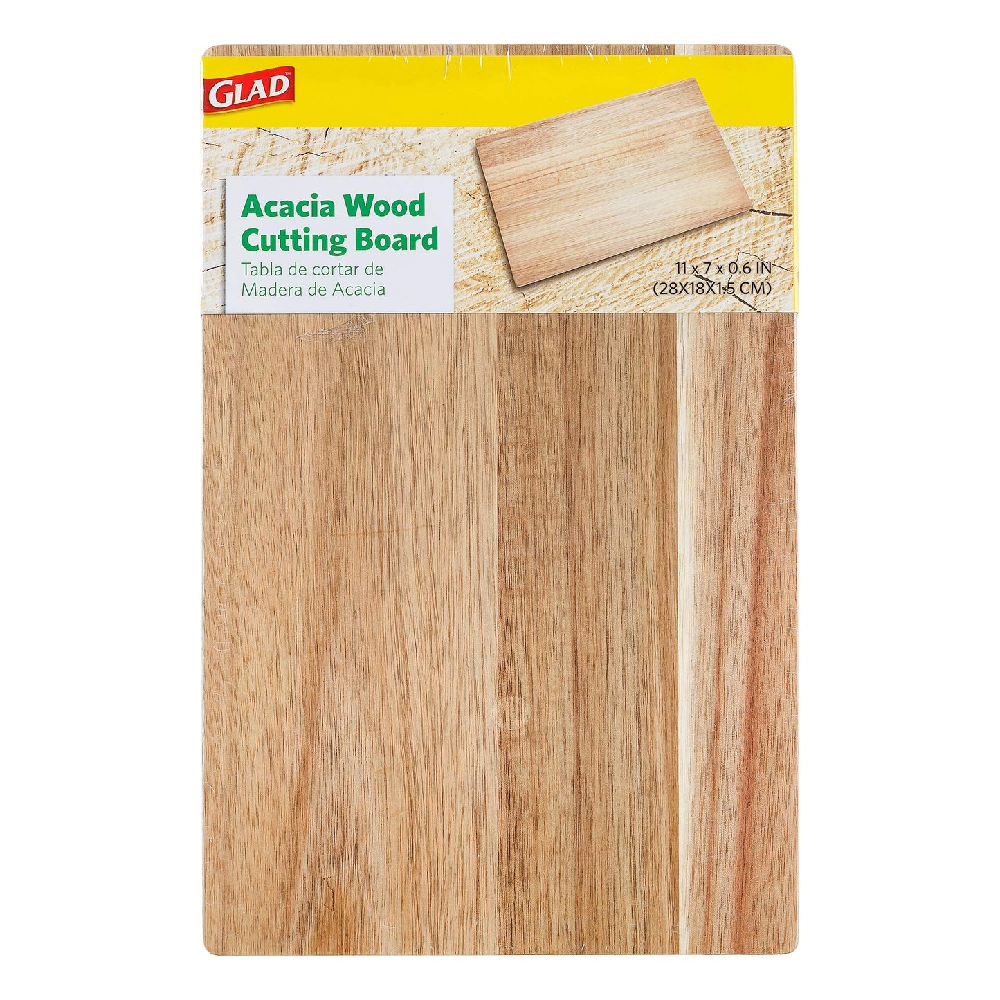 Glad Acacia Wood Cutting Board for Kitchen | Small Reversible Solid Butcher Block | Cooking Supplies for Chopping, Carving, and Serving, 11 x 7 Inches, BROWN