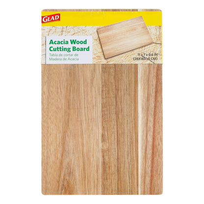 Glad Acacia Wood Cutting Board for Kitchen | Small Reversible Solid Butcher Block | Cooking Supplies for Chopping, Carving, and Serving, 11 x 7 Inches, BROWN