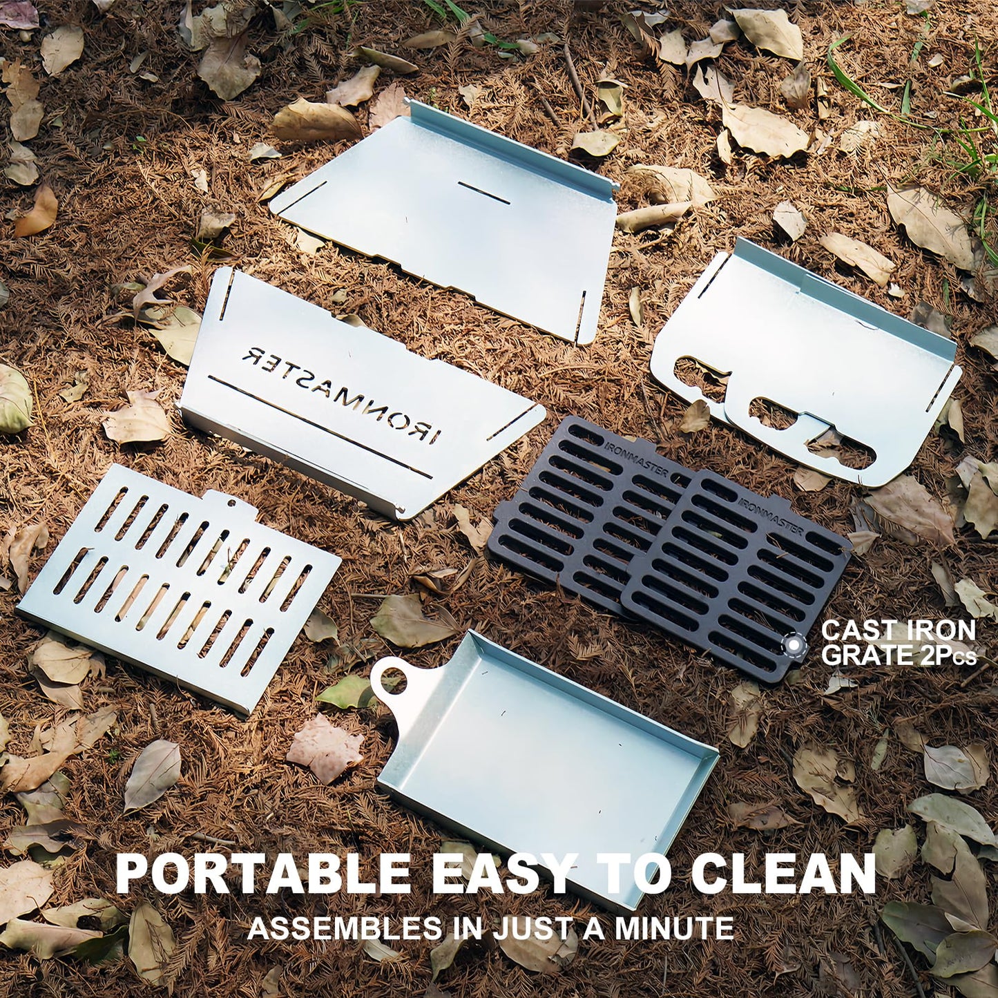 Portable Foldable Hibachi Grill, Heavy Duty & Durable, Small Charcoal Grill for Outdoor Camping Yakitori - w/Cast Iron Cooking Grate 11.5" x 5.5"