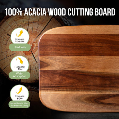 Wood Cutting Boards for Kitchen,JAMES.F Acacia Wooden Heavy Duty Cutting Board, Chopping Serving Boards with Hanging Hole for Meat Bread or Vegetables