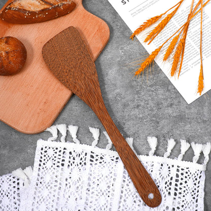 2pcs Wooden Spatula for Cooking Angled Flat Spatula Chicken Wing Wooden for Cooking Kitchen Turner Flat Frying Wood Utensil for Kitchen Cookware (13 Inch)