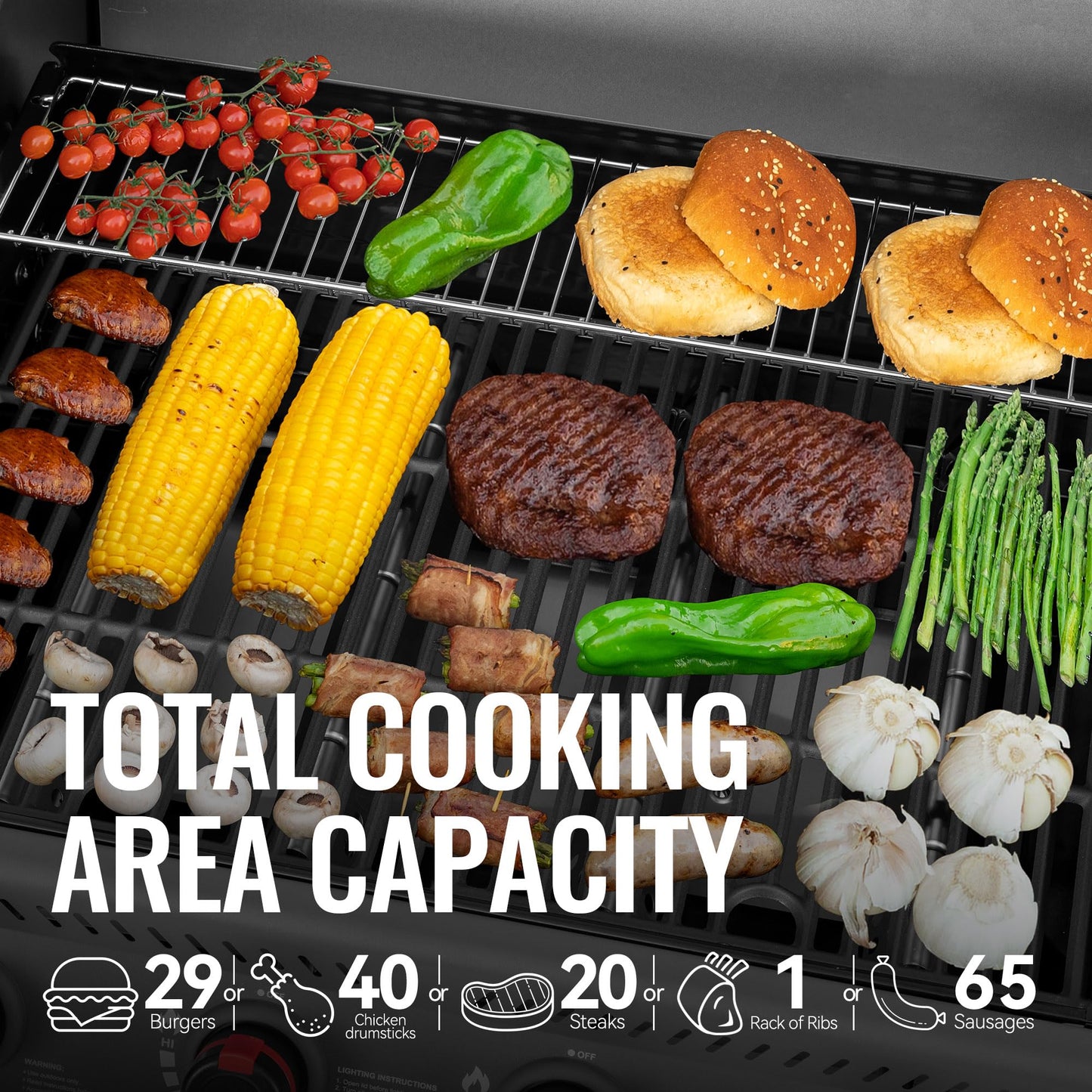 Royal Gourmet GA4401T 4 Burner Propane Gas Grill with Porcelain-enameled Cast Iron Grates, Outdoor BBQ Grill with Warming Rack for Outdoor Cooking and Backyard Barbecues, Black and Gray