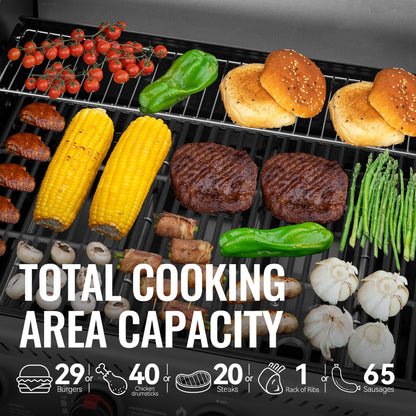 Royal Gourmet GA4401T 4 Burner Propane Gas Grill with Porcelain-enameled Cast Iron Grates, Outdoor BBQ Grill with Warming Rack for Outdoor Cooking and Backyard Barbecues, Black and Gray