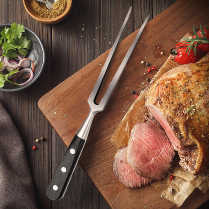 BOHK Heavy Duty Stainless Steel Carving Fork 11.6 Inch BBQ Meat Fork & Serving Fork for Cooking Roasting Meat Shredding (POM Handle)