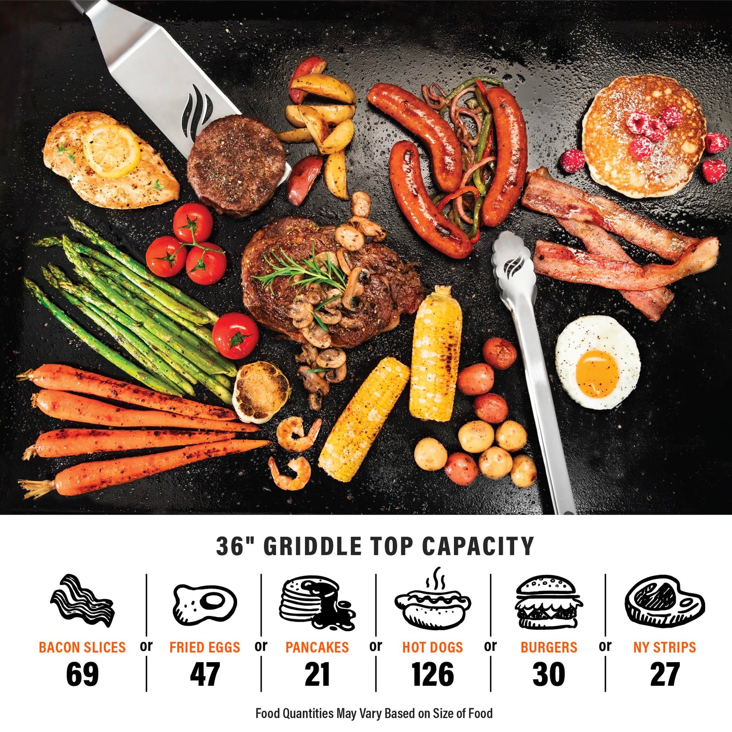 Blackstone 2322 Original 36" Griddle with X-Braced Hood and Omnivore Griddle Plate, Powder Coated Steel, Black