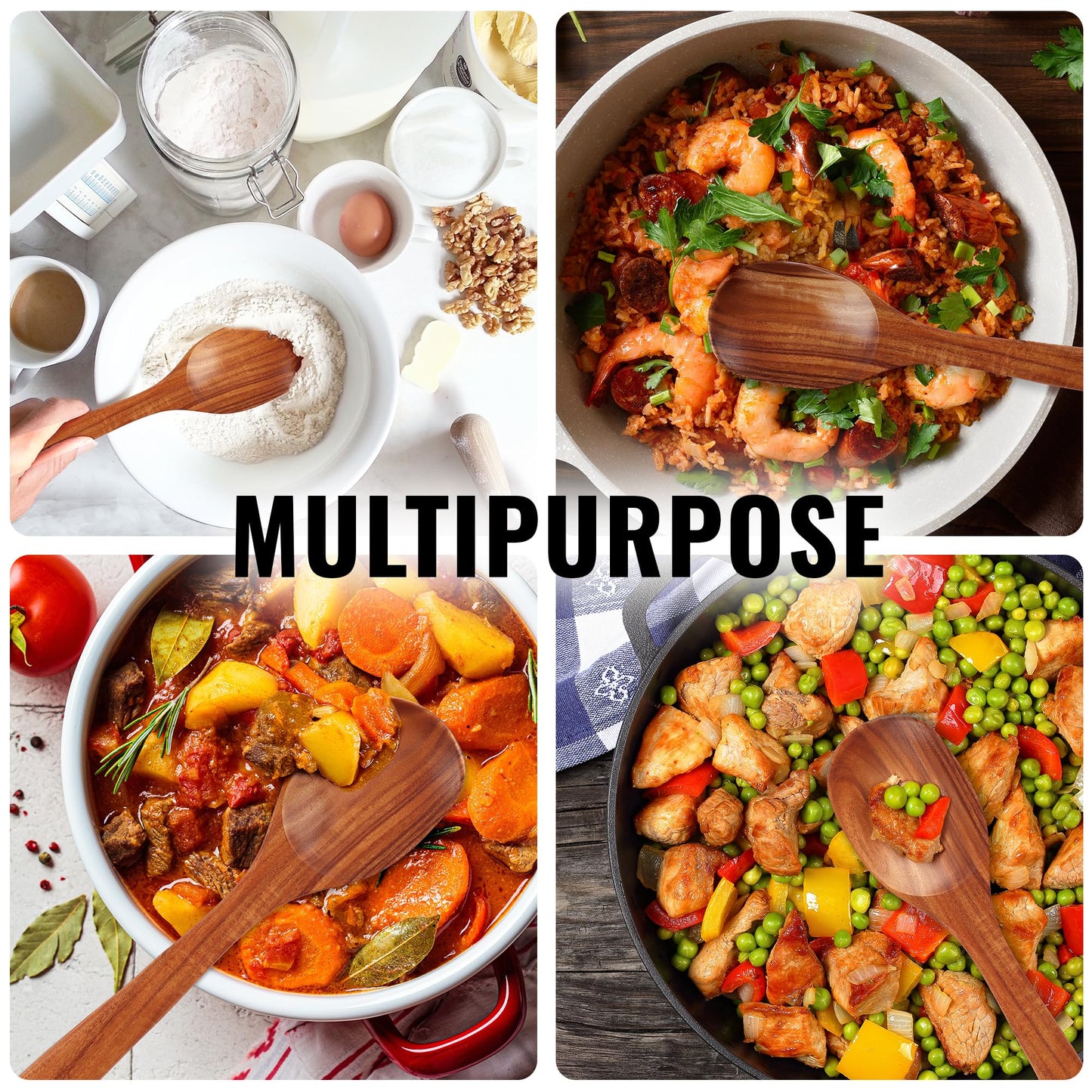 Zulay Kitchen Premium Large Teak Wooden Spoon For Cooking - Durable Wooden Cooking Utensil, Perfect Wooden Kitchen Utensil Set Addition, Smooth Finish Natural Teak Spoon, Non-Stick Wooden Spoon