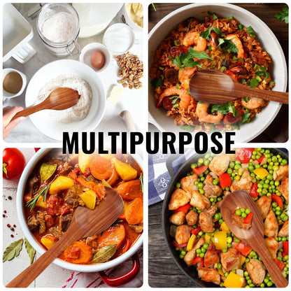 Zulay Kitchen Premium Large Teak Wooden Spoon For Cooking - Durable Wooden Cooking Utensil, Perfect Wooden Kitchen Utensil Set Addition, Smooth Finish Natural Teak Spoon, Non-Stick Wooden Spoon