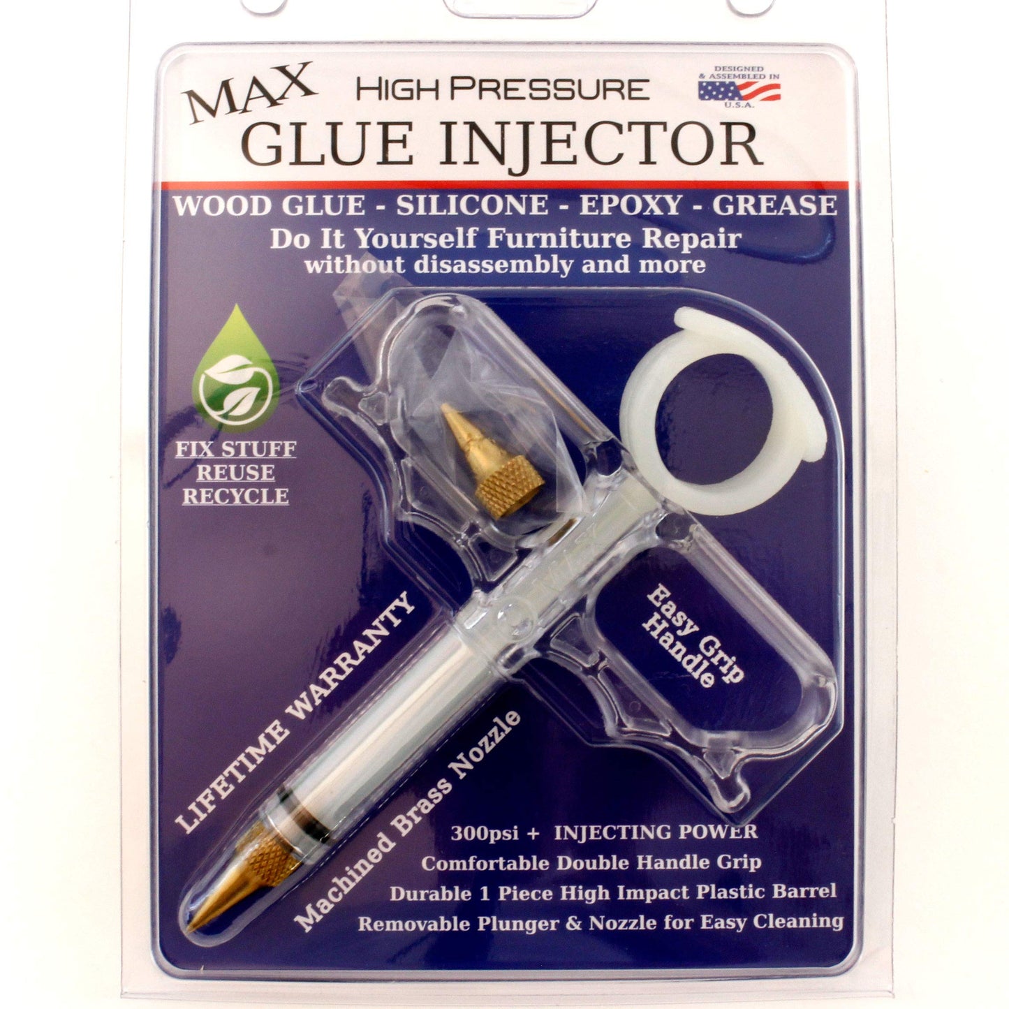 Precision Glue Injector Syringe with 2 nozzles for Tight, Long-Lasting Bonds - Ideal for Woodworking, Automotive, gaskets, Grease, Silver Metal Clay, and More!