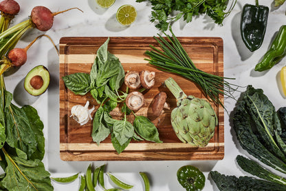 Sonder Los Angeles, Thick Sustainable Acacia Wood Cutting Board for Kitchen with Juice Groove, Sorting Compartment, Charcuterie 16x12x1.5 in (Gift Box Included)