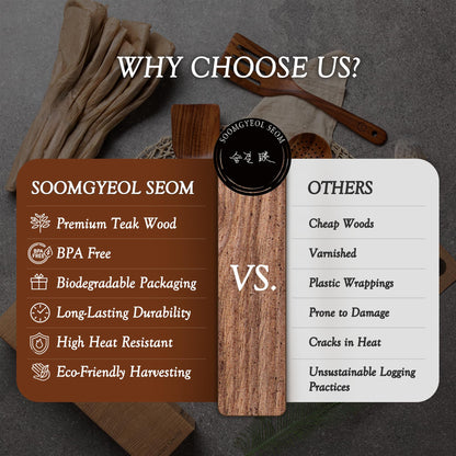 Wooden Spoons for Cooking – 6-12 Piece Teak Wood Cookware Utensil Set with Smooth Finish – Non-Stick, Comfortable Grip – Durable, Heat Resistant Kitchen Utensils (8 PCS Set)