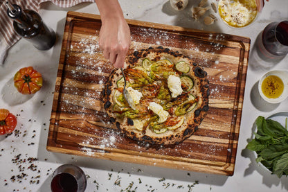 Sonder Los Angeles, XL Thick Teak Wood Cutting Board for Kitchen with Juice Groove, Sorting Compartments, Charcuterie Cheese Board 20x15x1.5 in (Gift Box Included)