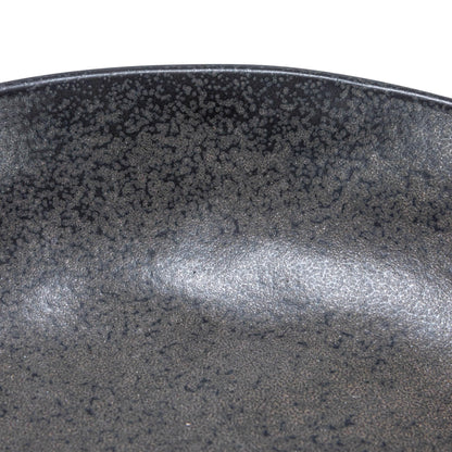 Creative Co-Op Stoneware Bowl with Handle and Base, Black Reactive Glaze