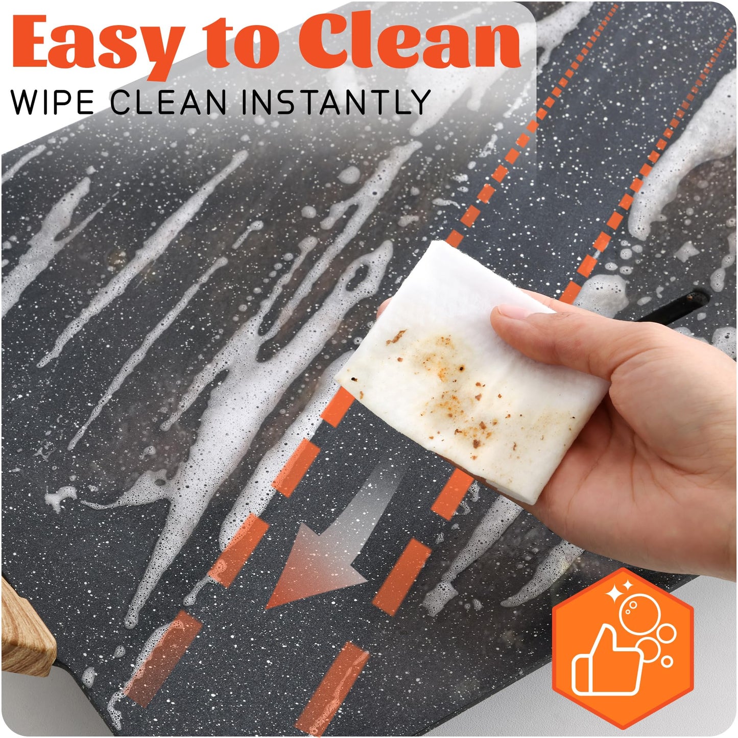 12x20inch Electric Griddle by BBQ Masters, 1700W Fast Even Heating, ILAG Granite Nonstick, Sloped Cooking Surface, Frameless Design for Easy Cleaning, Great for Family Gatherings, Black