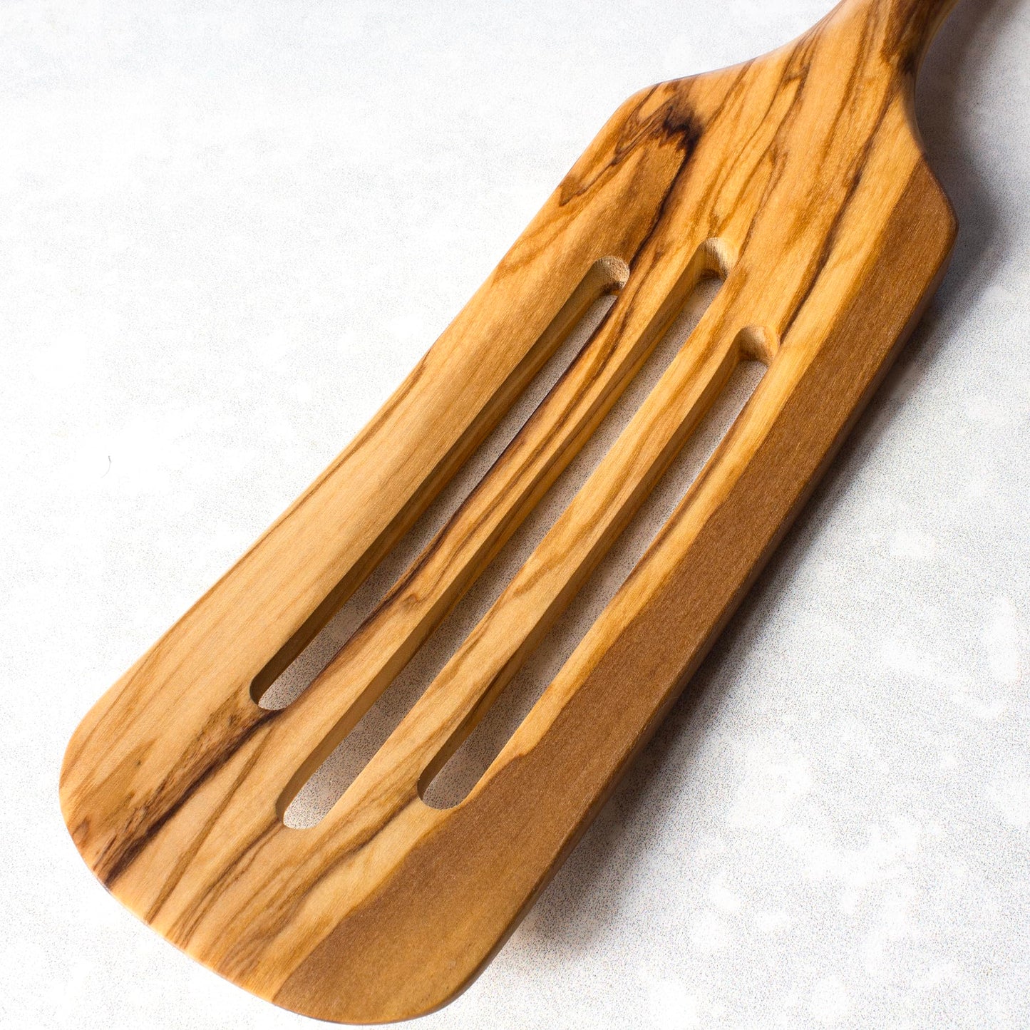 Rock & Branch Olive Wood Slotted Spurtle, Wooden Spatula for Cooking, Safe for Nonstick Cookware, 13" Long