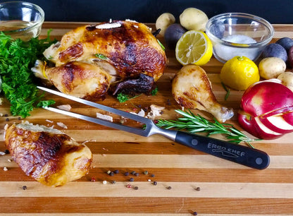 Ergo Chef Pro Series 8-Inch Meat Fork - Carving & Serving Fork - Forged High Carbon Stainless-Steel, Full Tang, Black Handle