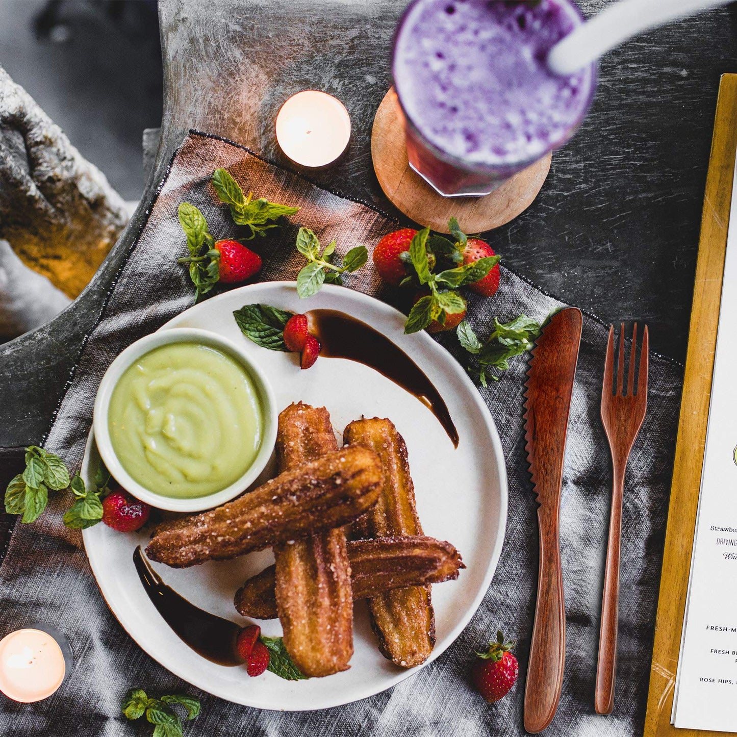 Geiserailie 24 Pcs Wooden Utensils for Eating Wooden Spoon Fork Knife Cutlery Set Kitchen Wood Dinner Flatware Tableware Set Includes Spoon, Fork, Knife (Phoebe Wood)