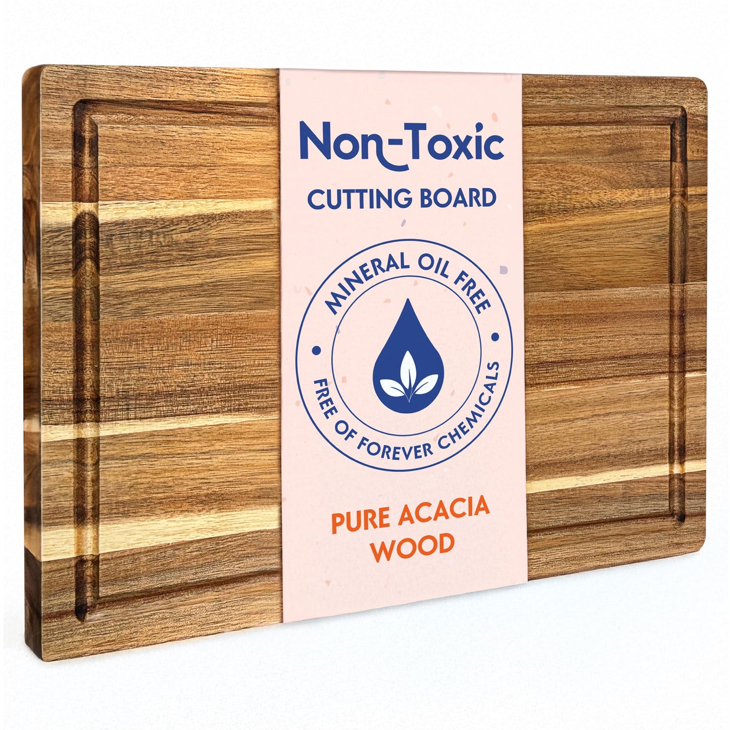 Non Toxic Wood Cutting Board - Conditioned with Natural Beeswax Flaxseed & Lemon Oil - Free of Mineral Oil - Made of FSC Certified Acacia Wood - 16" x 11" Thick Cutting Board by Ziruma