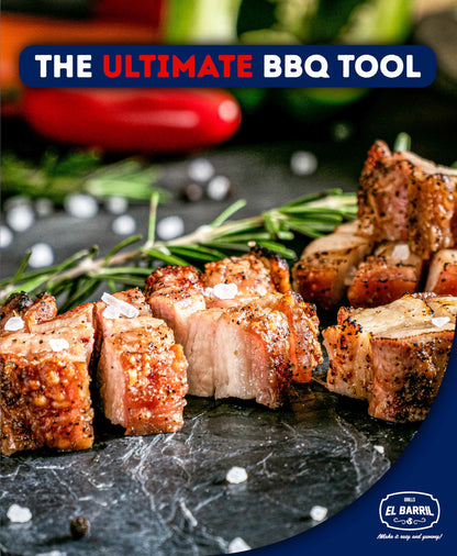 EL BARRIL 30lbs Smoker Grill Combo, Stainless Steel Vertical Barrel Charcoal Smoker. Outdoor Grill with Grilling Accessories