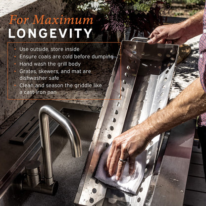 Hickory Summit Hibachi Grill Outdoor Complete Kit - Yakitori Grill - Japanese Tabletop Grilling - Konro Mangal - Binchotan Charcoal BBQ - Perfect for the Park and Your Backyard