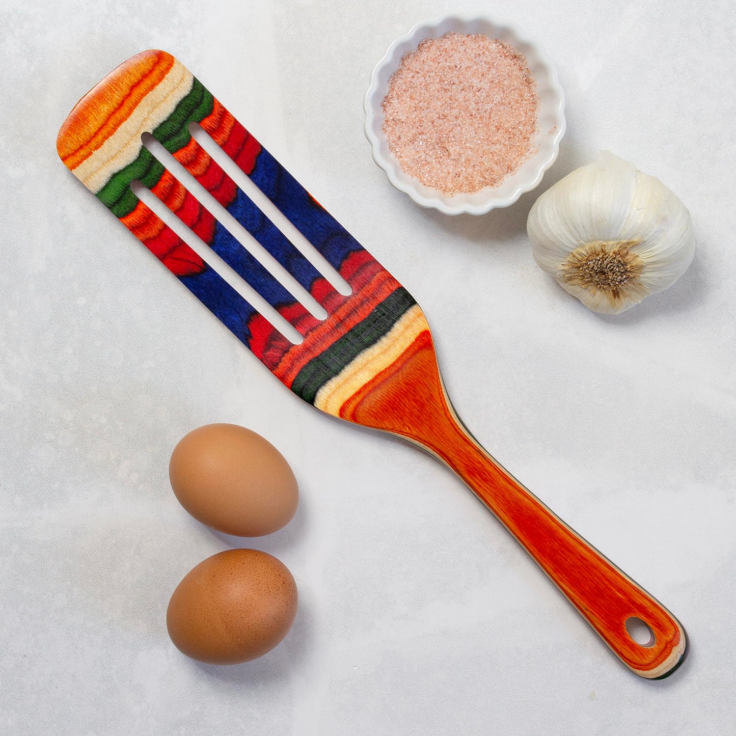 Baltique Marrakesh Collection 13" Wooden Spurtle Spatula – Colorful Birch Wood Cooking Utensil, Nonstick Safe, Versatile Stirring & Serving Tool