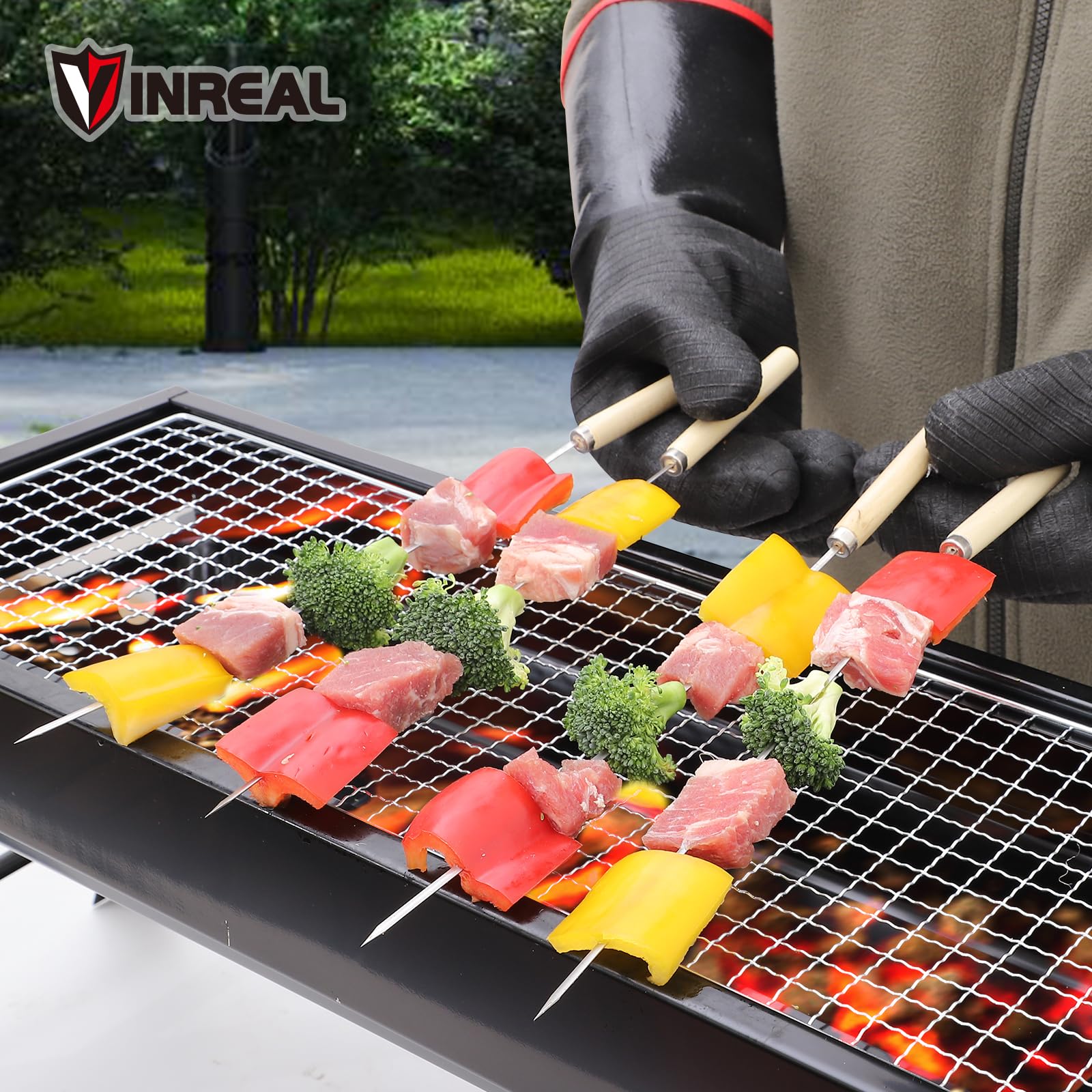 932°F Extreme Heat Resistant BBQ Grill Gloves – Waterproof, Oil Resistant Neoprene Coating, Long Sleeve 14-Inch Cooking Gloves for Grilling, Fryer, Baking, Oven, Smoker, Fireproof Kitchen Mitts - CookCave