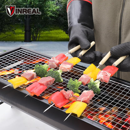 932°F Extreme Heat Resistant BBQ Grill Gloves – Waterproof, Oil Resistant Neoprene Coating, Long Sleeve 14-Inch Cooking Gloves for Grilling, Fryer, Baking, Oven, Smoker, Fireproof Kitchen Mitts - CookCave