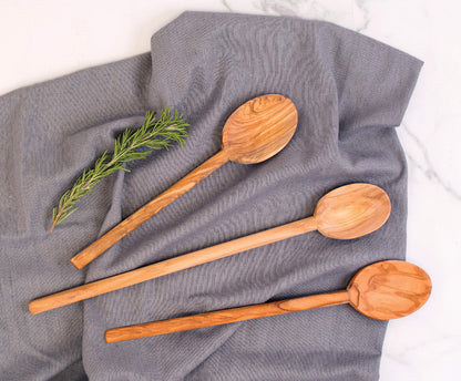 Eddington’s Italian Olive Wood Cooking Spoon Set, Handcrafted in Europe, Set of 3