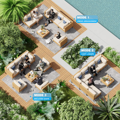 ABCASA Patio Furniture Set, 110" Large 7-Piece Wicker Outdoor Patio Furniture Sets with Coffee Table,Boho Patio Conversation Set Sectional Sofa with All-Weather Cushions for Backyard,Porch,Beige - CookCave