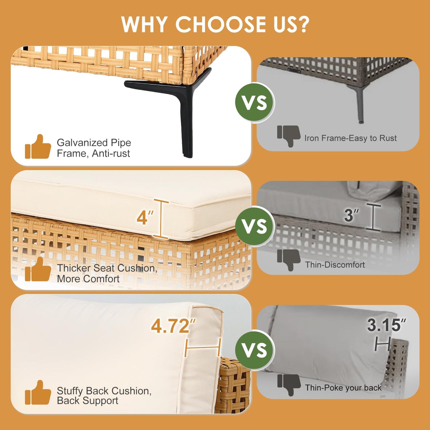 ABCASA Patio Furniture Set, 110" Large 7-Piece Wicker Outdoor Patio Furniture Sets with Coffee Table,Boho Patio Conversation Set Sectional Sofa with All-Weather Cushions for Backyard,Porch,Beige - CookCave