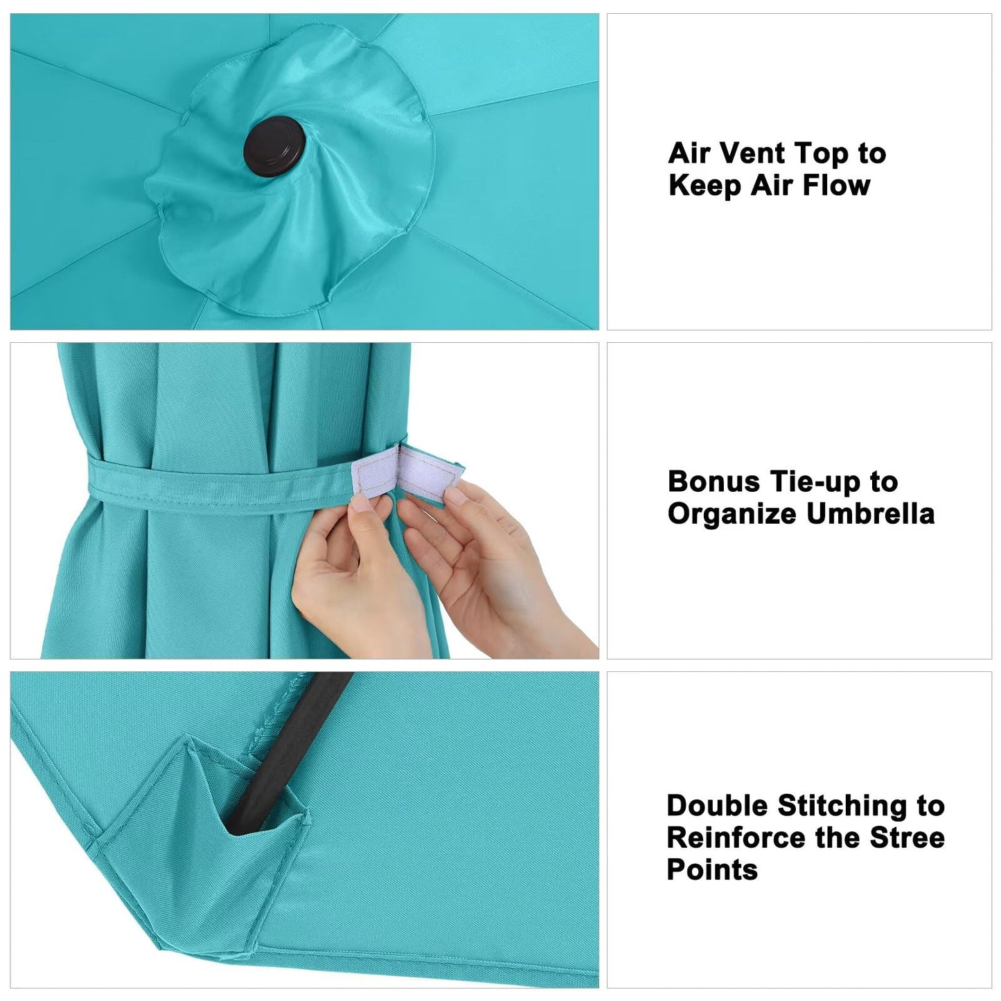 ABCCANOPY 9ft Outdoor Umbrella Replacement Top Suit 8 Ribs (Turquoise) - CookCave