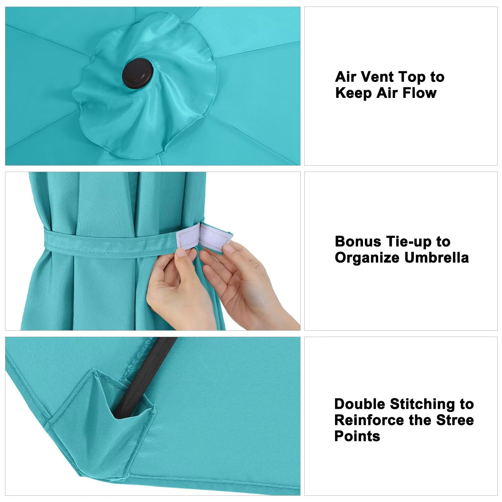 ABCCANOPY 9ft Outdoor Umbrella Replacement Top Suit 8 Ribs (Turquoise) - CookCave