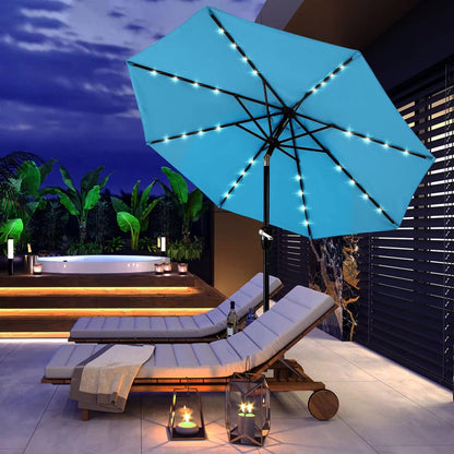 ABCCANOPY Durable Solar Led Patio Umbrellas with 32LED Lights 9FT (Turquoise) - CookCave