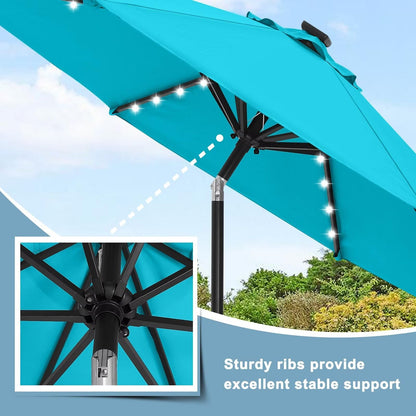 ABCCANOPY Durable Solar Led Patio Umbrellas with 32LED Lights 9FT (Turquoise) - CookCave