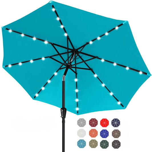 ABCCANOPY Durable Solar Led Patio Umbrellas with 32LED Lights 9FT (Turquoise) - CookCave