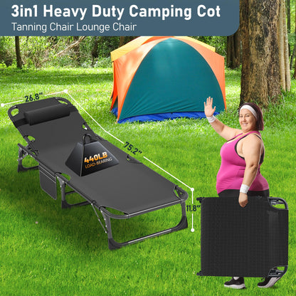 ABORON Chaise Lounge Chair,5 Positions Padded Outdoor Tanning Chair,Heavy Duty Portable Lounge Chair for Outdoor Sunbathing Patio Pool Lawn Deck Poolside,Support up to 440 Lbs - CookCave