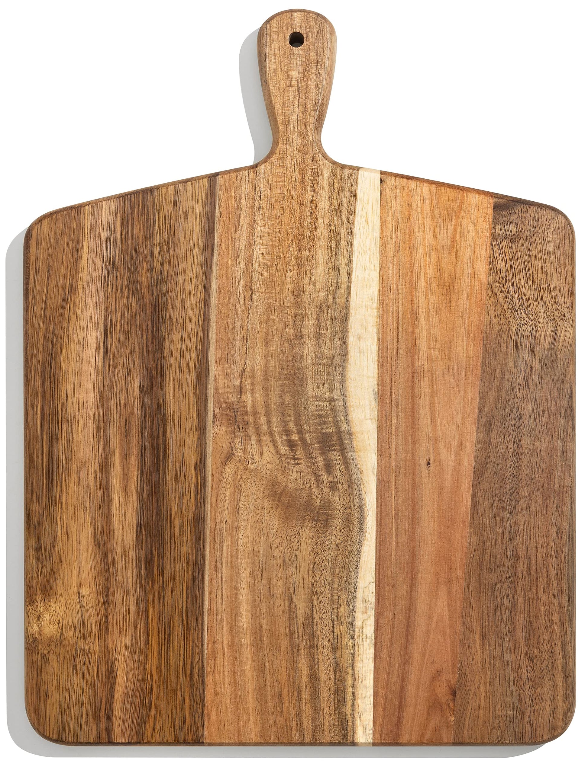 Acacia Wood Cutting Board and Chopping Board with Handle for Meat, Cheese Board, Vegetables, Bread, and Charcuterie - Decorative Wooden Serving Board for Kitchen and Dining Room, Large 17” x 13” - CookCave