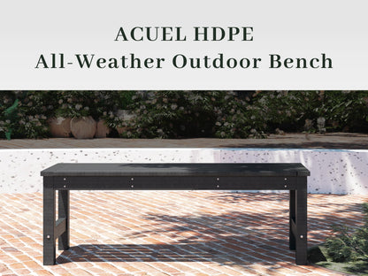 ACUEL 48" HDPE Outdoor Bench, All-Weather & Fade-Resistant 2-Person Garden Bench, Low Maintenance Patio Bench for Garden, Porch & Patio,Black - CookCave