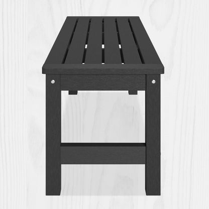 ACUEL 48" HDPE Outdoor Bench, All-Weather & Fade-Resistant 2-Person Garden Bench, Low Maintenance Patio Bench for Garden, Porch & Patio,Black - CookCave