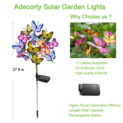 Adecorty Solar Garden Lights Outdoor Waterproof Decorative Solar Lights Outdoor 2 Pack with 44 LED 34 Butterfly Flower Garden Decor Yard Patio Lawn, Gifts for Mother's Day Mom Women - CookCave