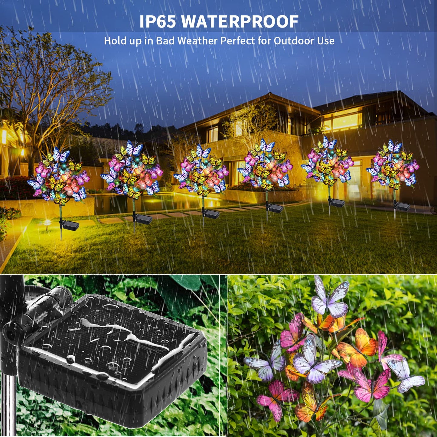 Adecorty Solar Garden Lights Outdoor Waterproof Decorative Solar Lights Outdoor 2 Pack with 44 LED 34 Butterfly Flower Garden Decor Yard Patio Lawn, Gifts for Mother's Day Mom Women - CookCave