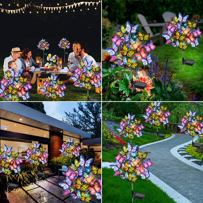 Adecorty Solar Garden Lights Outdoor Waterproof Decorative Solar Lights Outdoor 2 Pack with 44 LED 34 Butterfly Flower Garden Decor Yard Patio Lawn, Gifts for Mother's Day Mom Women - CookCave