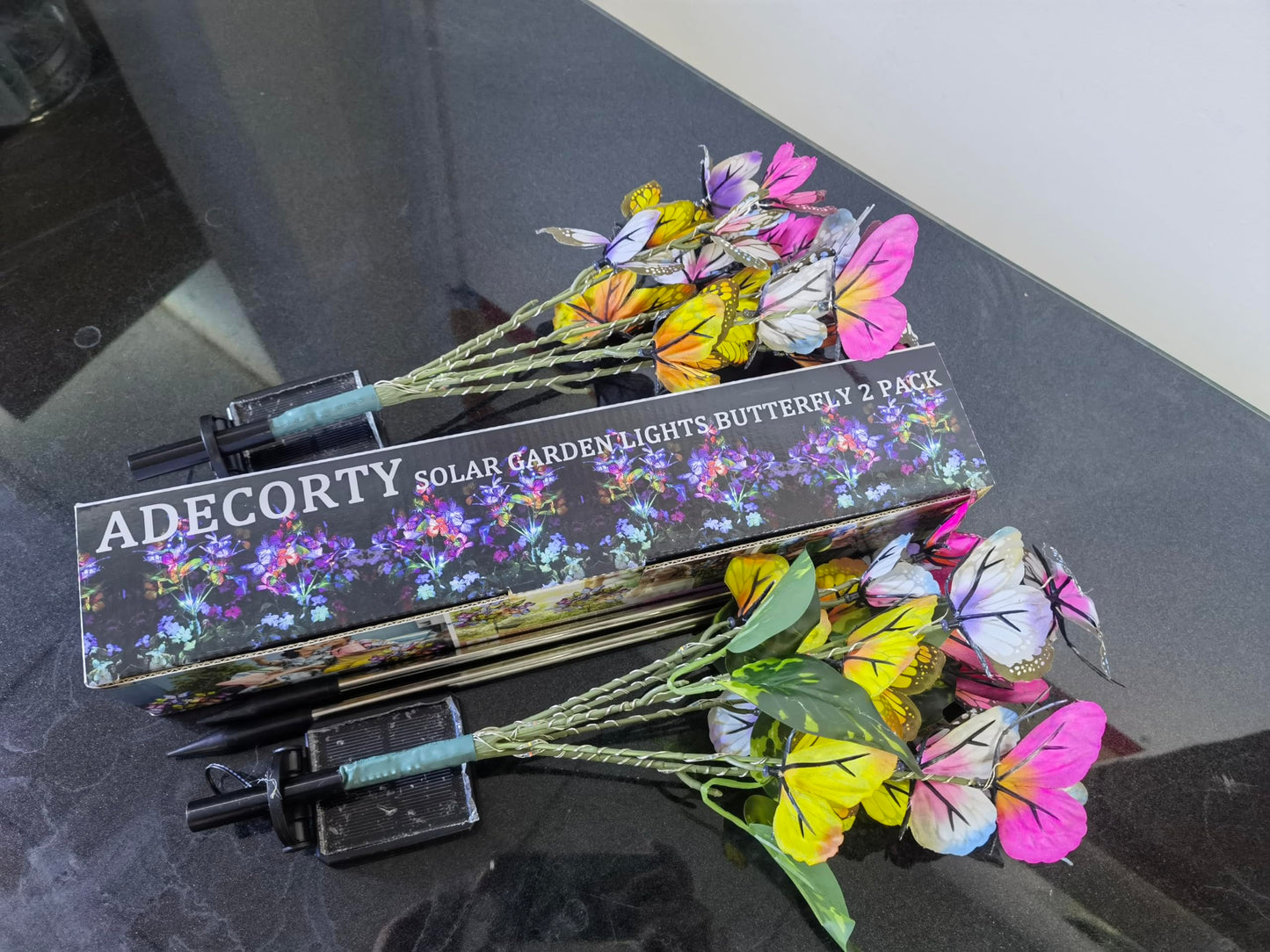 Adecorty Solar Garden Lights Outdoor Waterproof Decorative Solar Lights Outdoor 2 Pack with 44 LED 34 Butterfly Flower Garden Decor Yard Patio Lawn, Gifts for Mother's Day Mom Women - CookCave