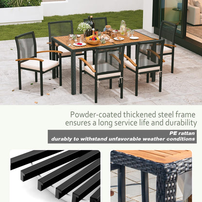 AERBUSKE 7-Piece Outdoor Patio Furniture Set - Wicker Dining Set for 6, Perfect for Garden, Yard, Porch, Poolside - CookCave
