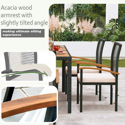 AERBUSKE 7-Piece Outdoor Patio Furniture Set - Wicker Dining Set for 6, Perfect for Garden, Yard, Porch, Poolside - CookCave